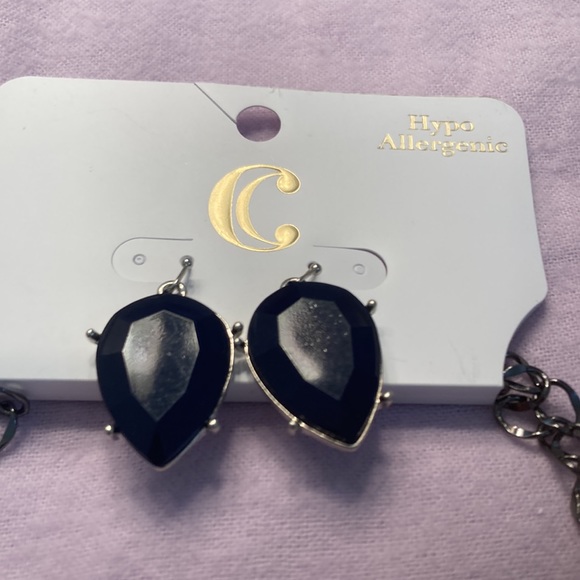 Blue Teardrop Necklace with Earrings - Picture 4 of 5